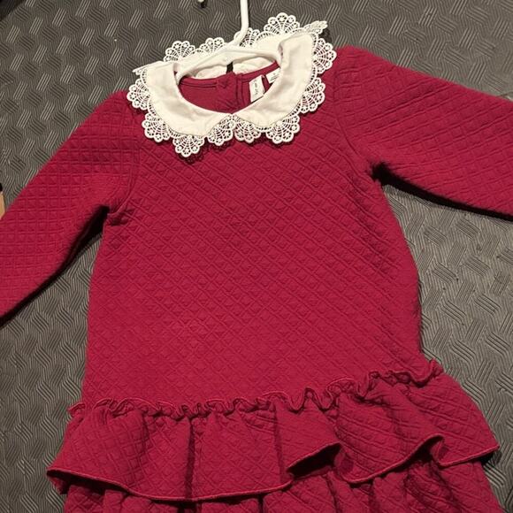 Janie and Jack quilted burgundy dress, like new, 3T - Picture 2 of 5